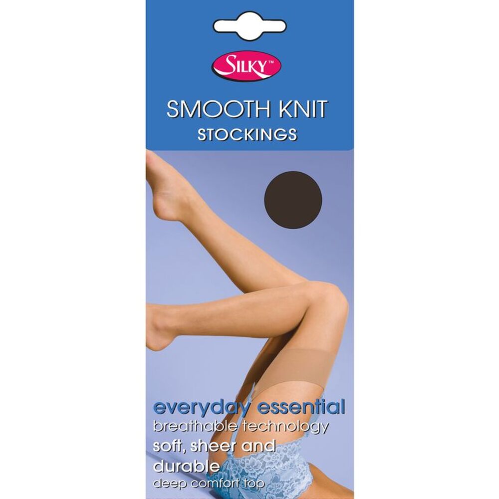 Silky Womens/Ladies Smooth Knit Stockings (1 Pairs) / Barely Black